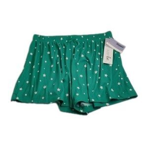 Just Be Stars all Over white on green super soft sleep shorts Small poly spandex